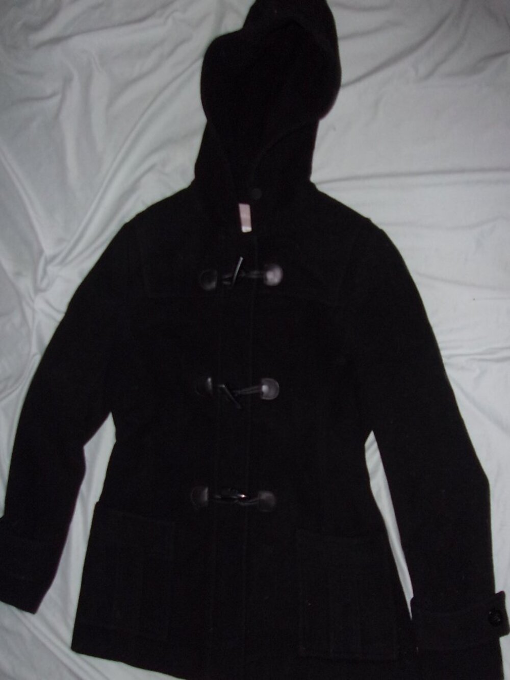 80% wool black womens size medium coat jacket casual dress pea coat